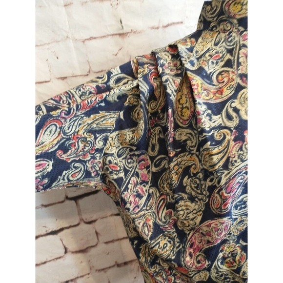 Vintage 80s Womens Size 8 Medium Nicola Paisley Puff Long Sleeve Pleated Blouse - Picture 2 of 8